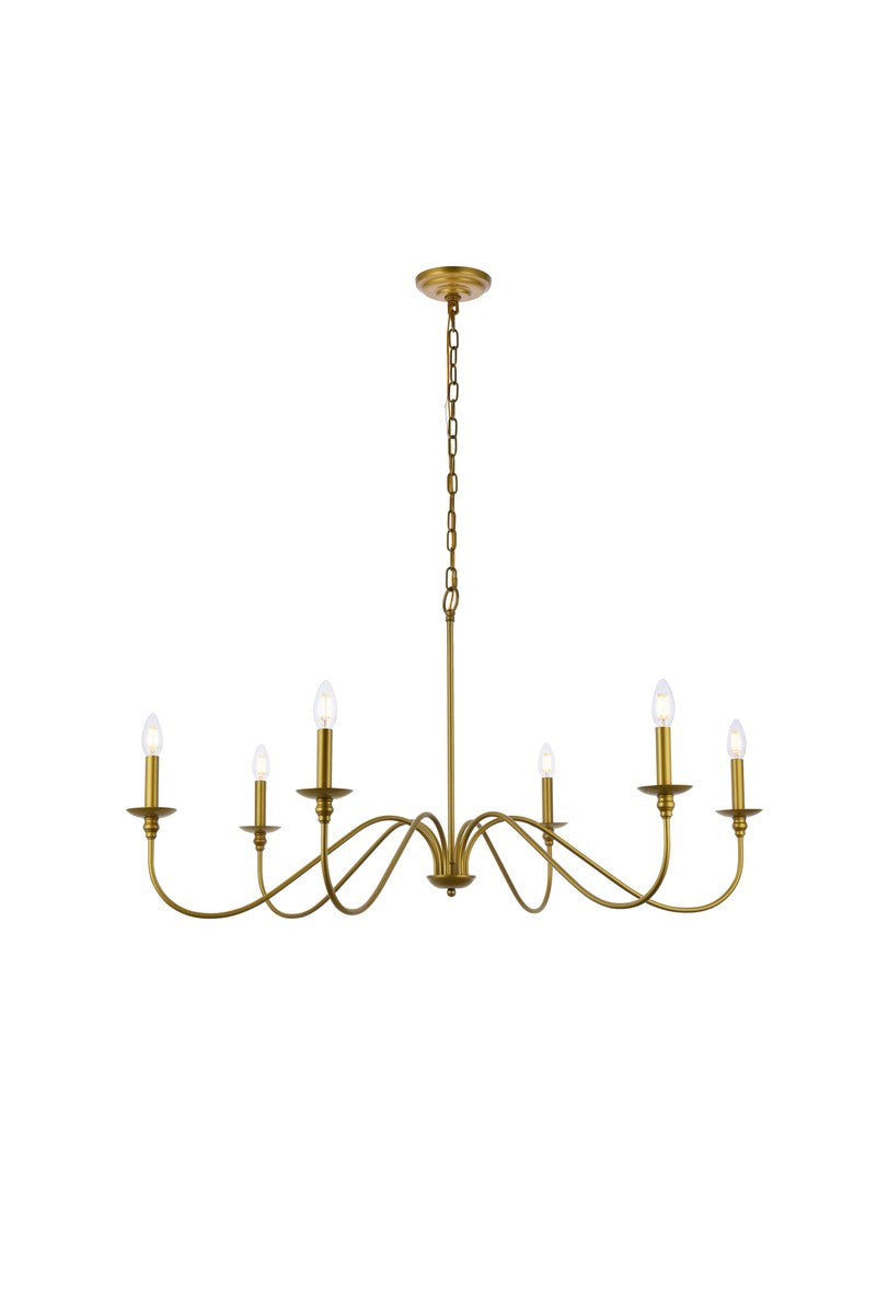 Elegant Lighting - LD5056D42BR - Six Light Chandelier - Rohan - Brass