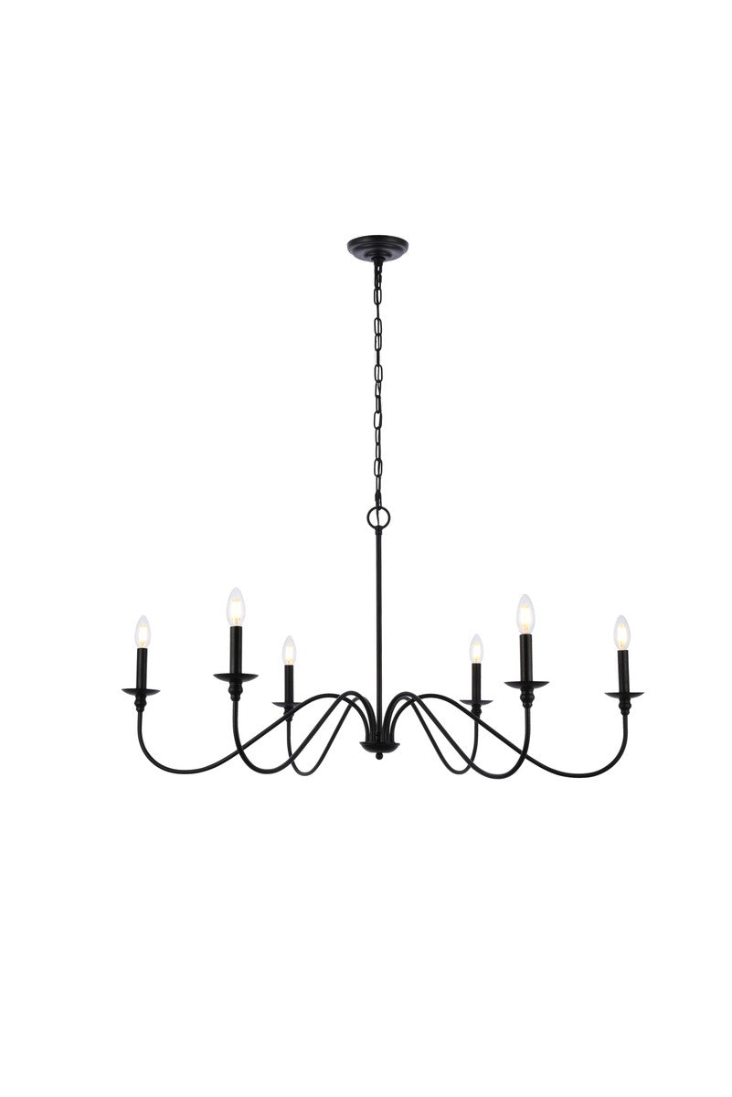 Elegant Lighting - LD5056D42MB - Six Light Chandelier - Rohan - Matte Black