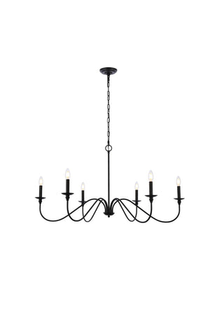 Elegant Lighting - LD5056D42MB - Six Light Chandelier - Rohan - Matte Black