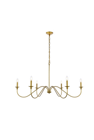 Elegant Lighting - LD5056D48BR - Six Light Chandelier - Rohan - Brass