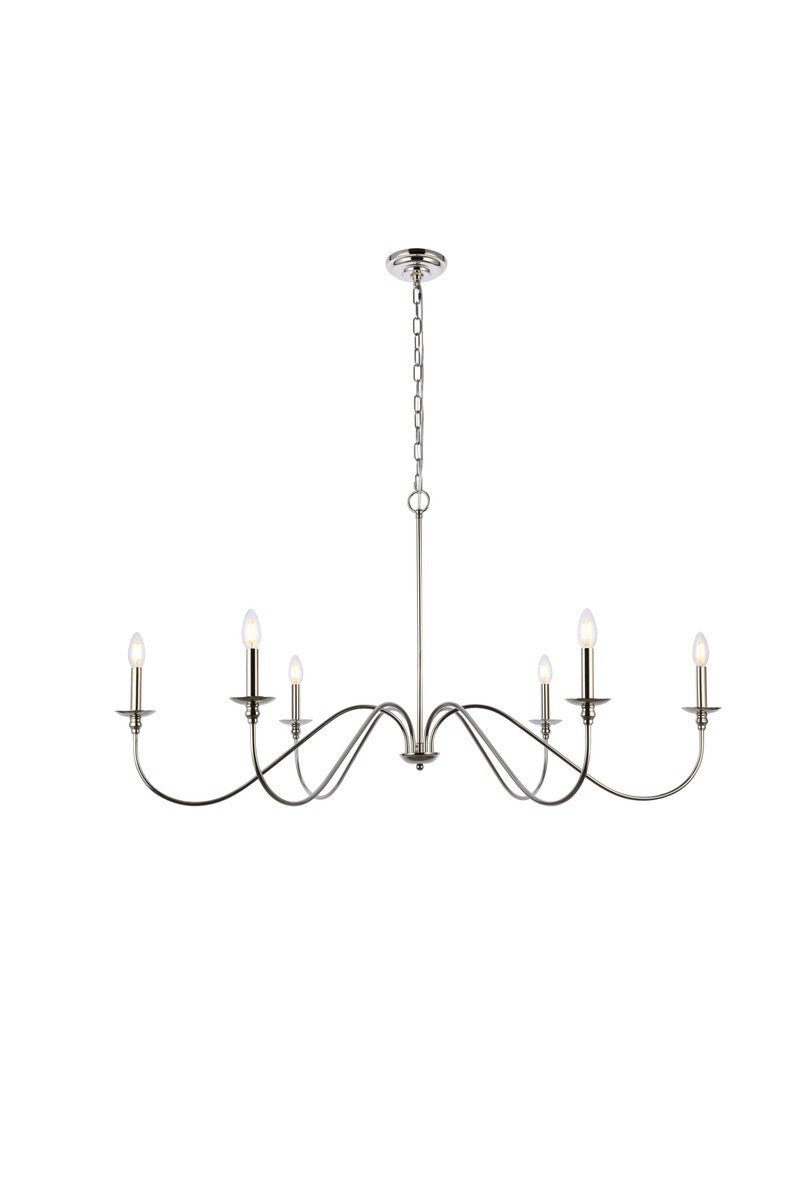 Elegant Lighting - LD5056D48PN - Six Light Chandelier - Rohan - Polished Nickel