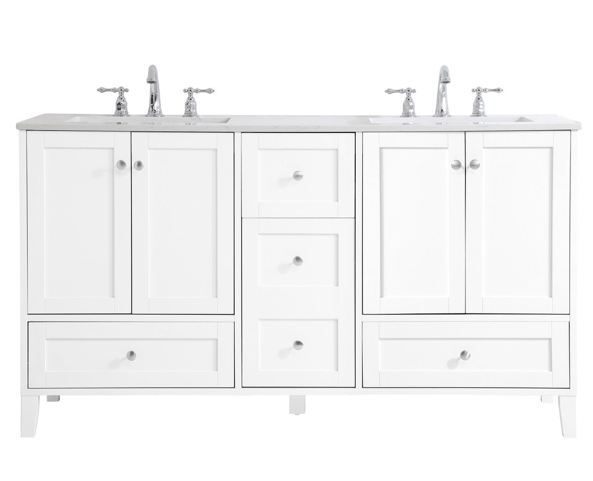 Elegant Lighting - VF18060DWH - Double Bathroom Vanity - sommerville - White