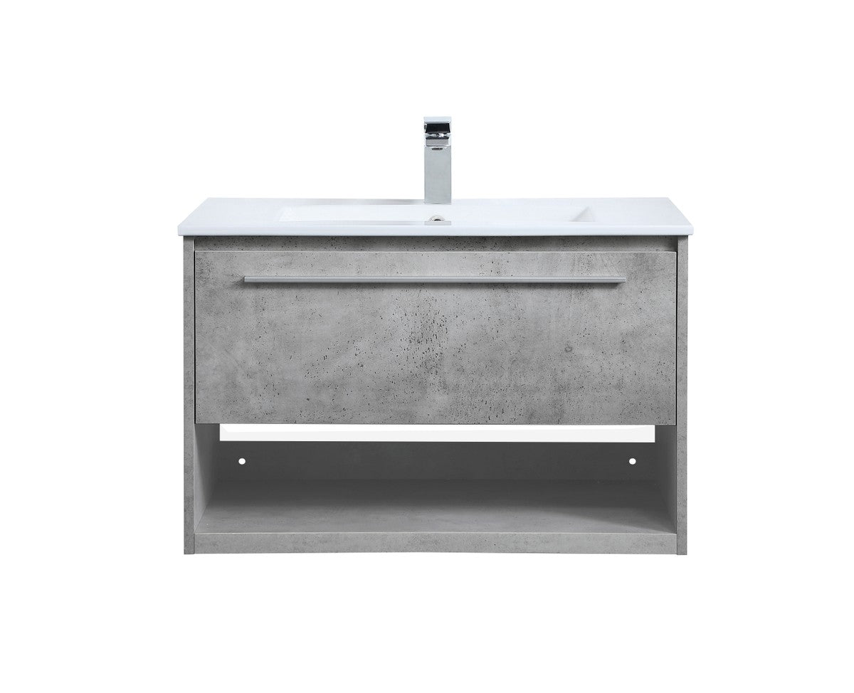 Elegant Lighting - VF43030CG - Single Bathroom Floating Vanity - Kasper - Concrete Grey