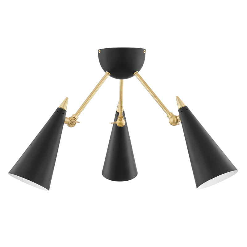 Mitzi - H441603-AGB/BK - Three Light Semi Flush Mount - Moxie - Aged Brass/Black