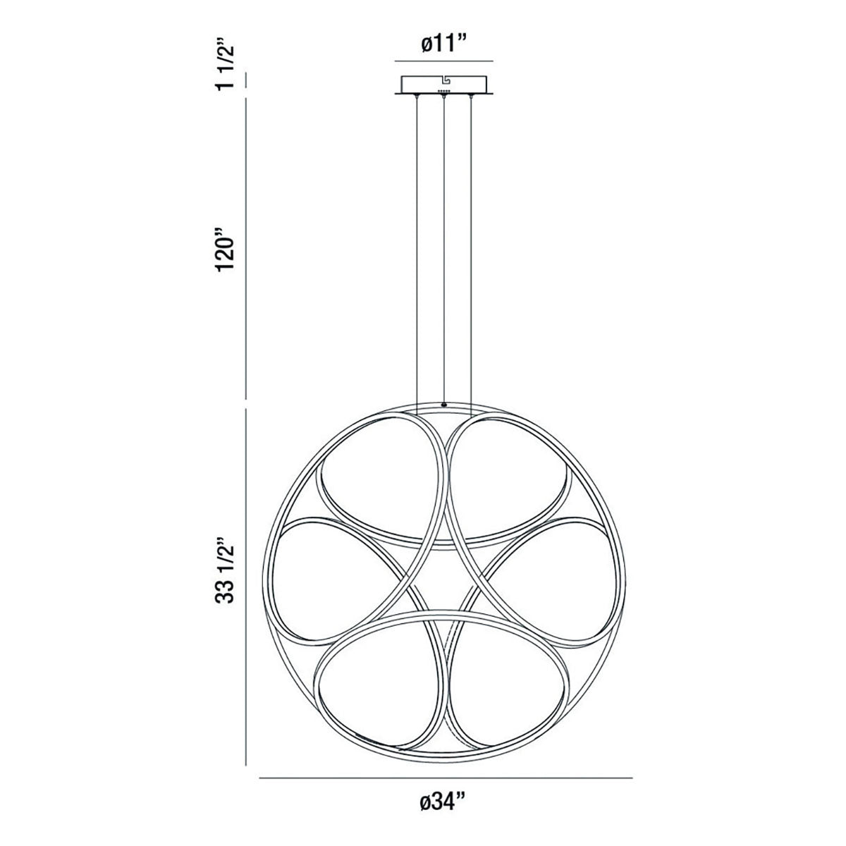 Eurofase - 37104-016 - GLENVIEW-CHD-34IN-CHR - GLENVIEW - Chrome