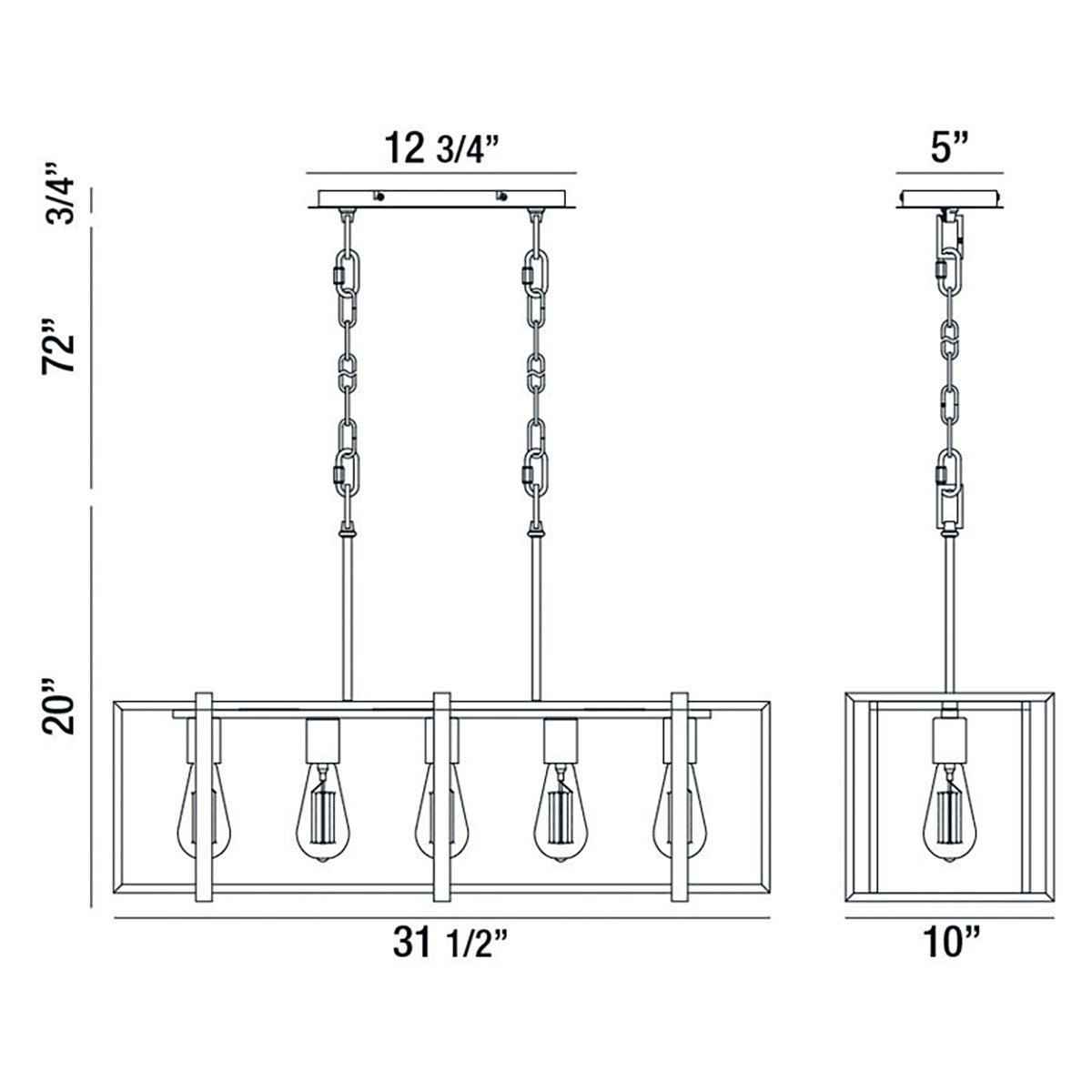 Eurofase - 37118-013 - Five Light Chandelier - Stafford - Chrome/Black