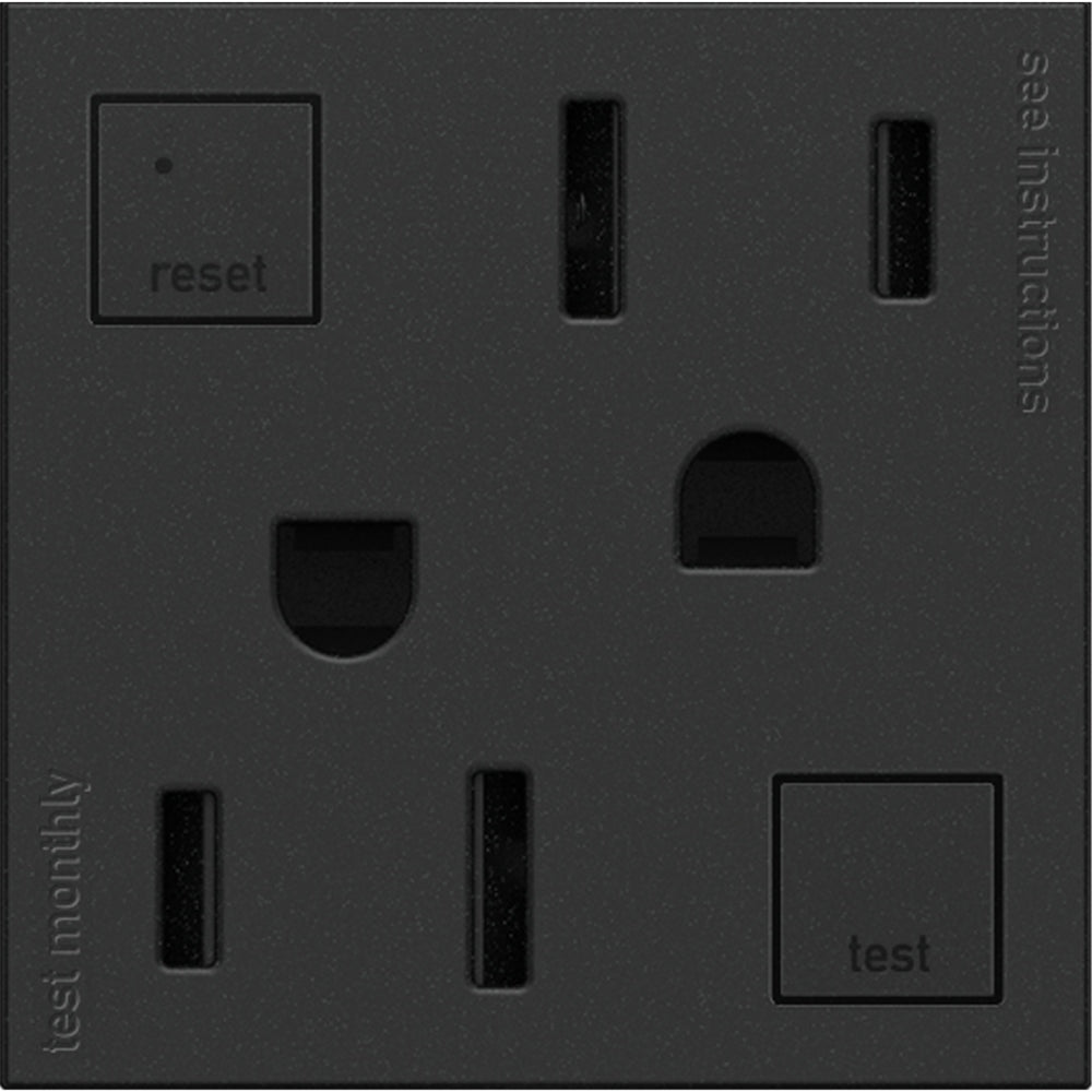 Legrand - AGFTR2152G4 - Tamper-Resistant 15A Duplex Self-Test GFCI Receptacles - adorne - Graphite