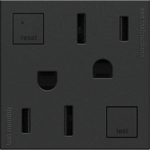 Legrand - AGFTR2152G4 - Tamper-Resistant 15A Duplex Self-Test GFCI Receptacles - adorne - Graphite