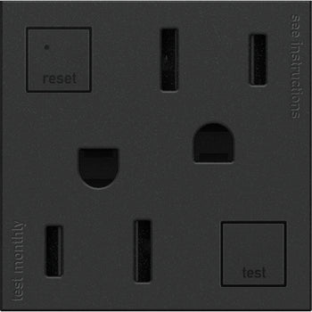Legrand - AGFTR2152G4 - Tamper-Resistant 15A Duplex Self-Test GFCI Receptacles - adorne - Graphite