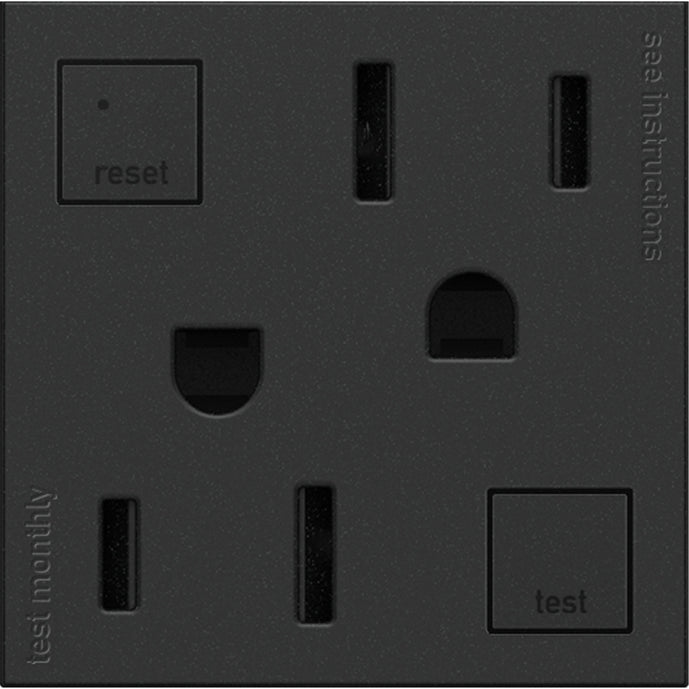 Legrand - AGFTR2152G4 - Tamper-Resistant 15A Duplex Self-Test GFCI Receptacles - adorne - Graphite
