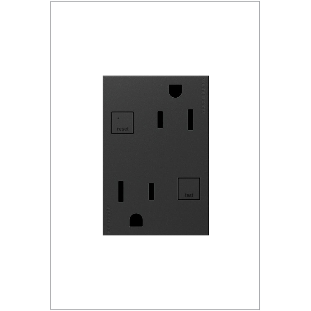 Legrand - AGFTR2153G4 - Duplex Self-Test GFCI Receptacles - Adorne - Graphite