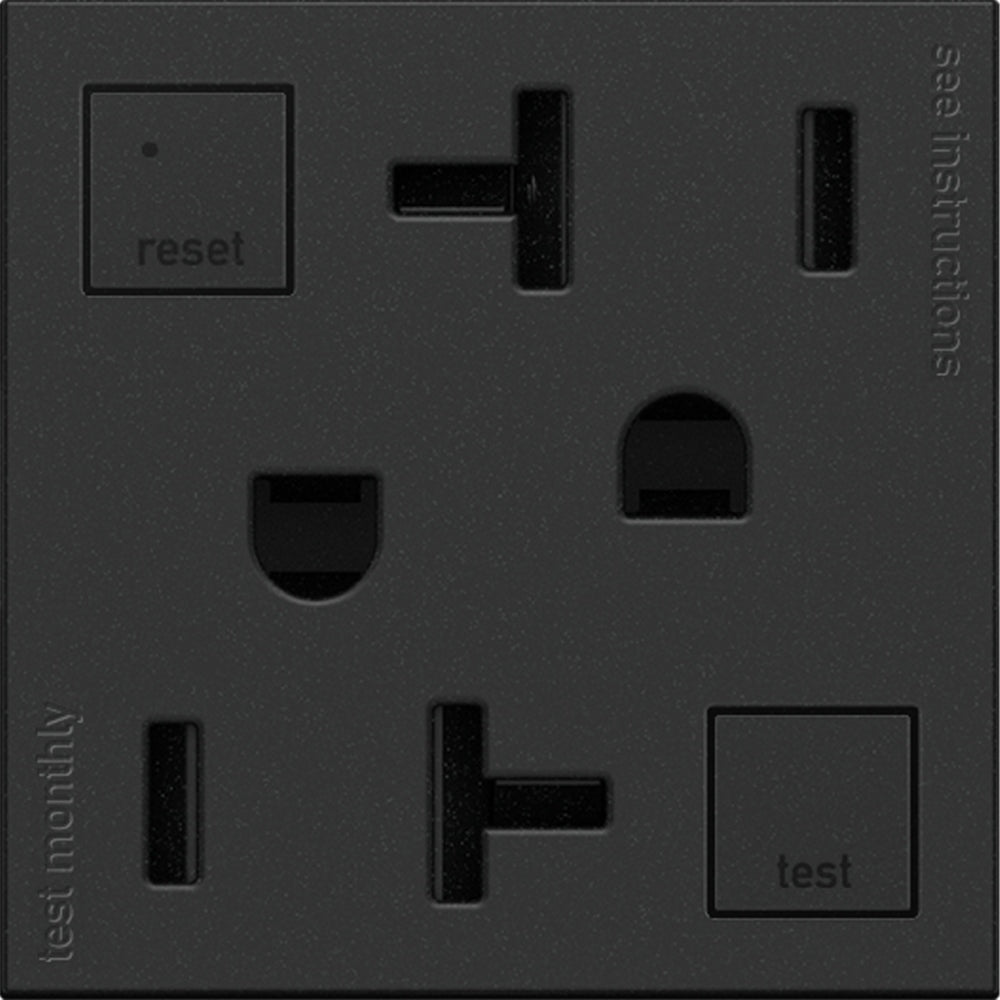 Legrand - AGFTR2202G4 - Tamper-Resistant 20A Duplex Self-Test GFCI Receptacles - adorne - Graphite