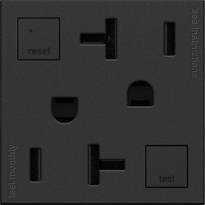 Legrand - AGFTR2202G4 - Tamper-Resistant 20A Duplex Self-Test GFCI Receptacles - adorne - Graphite