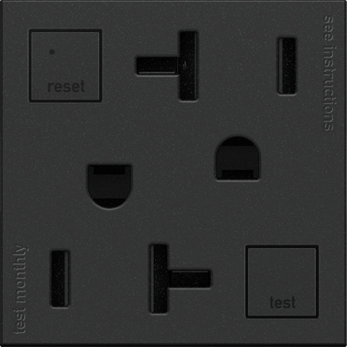 Legrand - AGFTR2202G4 - Tamper-Resistant 20A Duplex Self-Test GFCI Receptacles - adorne - Graphite