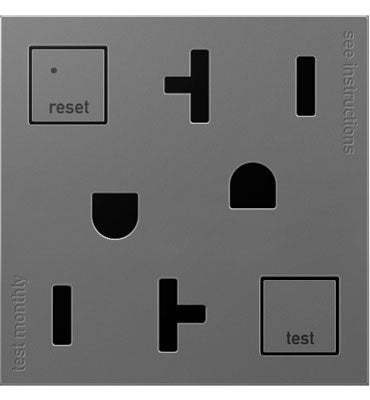 Legrand - AGFTR2202M4 - Tamper-Resistant 20A Duplex Self-Test GFCI Receptacles - adorne - Magnesium