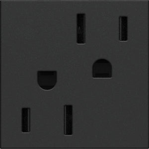 Legrand - ARTR152G4 - 15A Dual Tamper-Resistant Outlet - adorne - Graphite