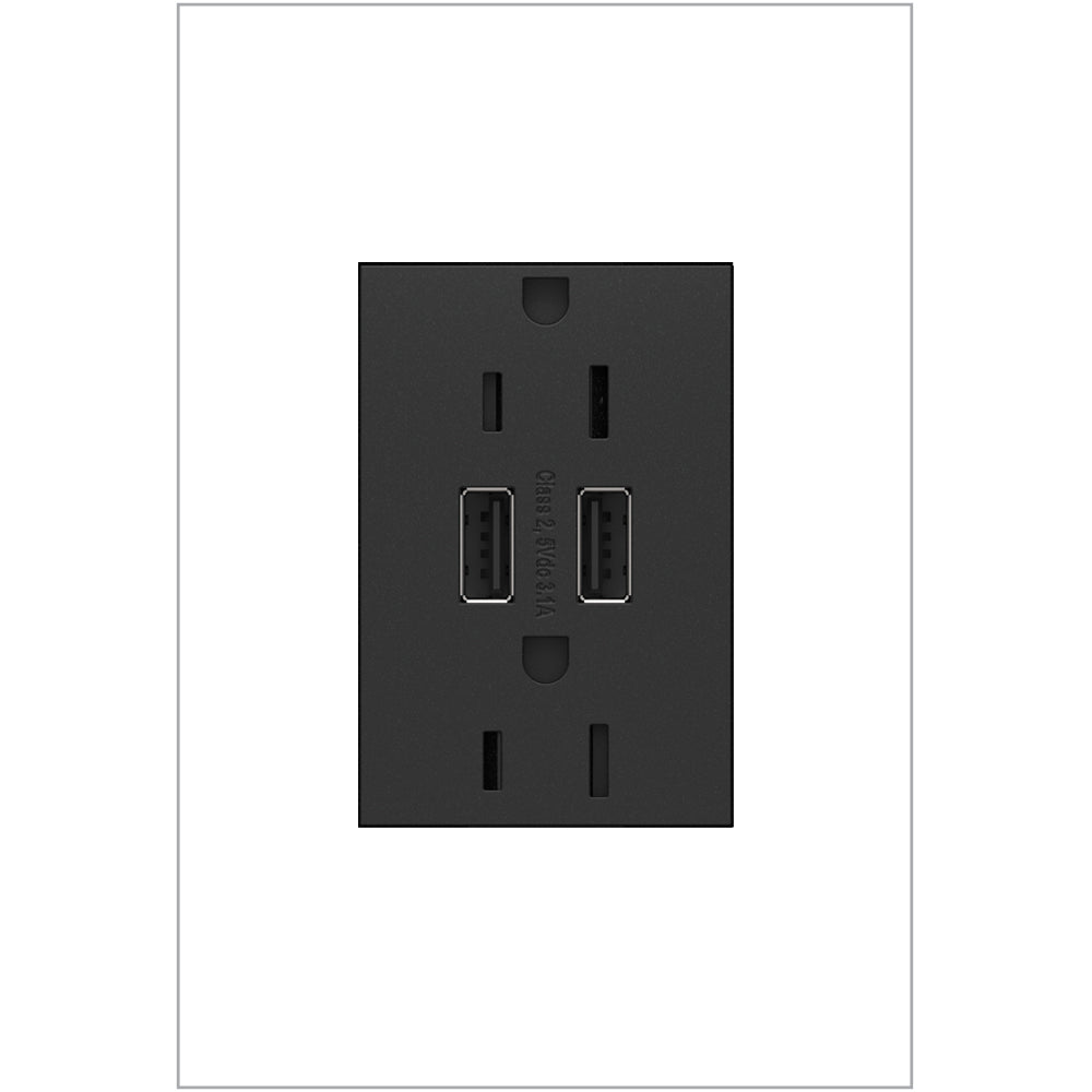 Legrand - ARTRUSB153G4 - Dual Usb Plus-Size Outlet Combo - Adorne - Graphite