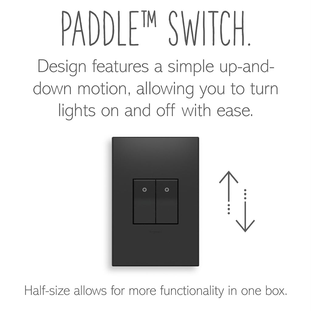 Legrand - ASPD1531G277 - 277V Paddle Switch, Half-Size with Microban - adorne - Graphite