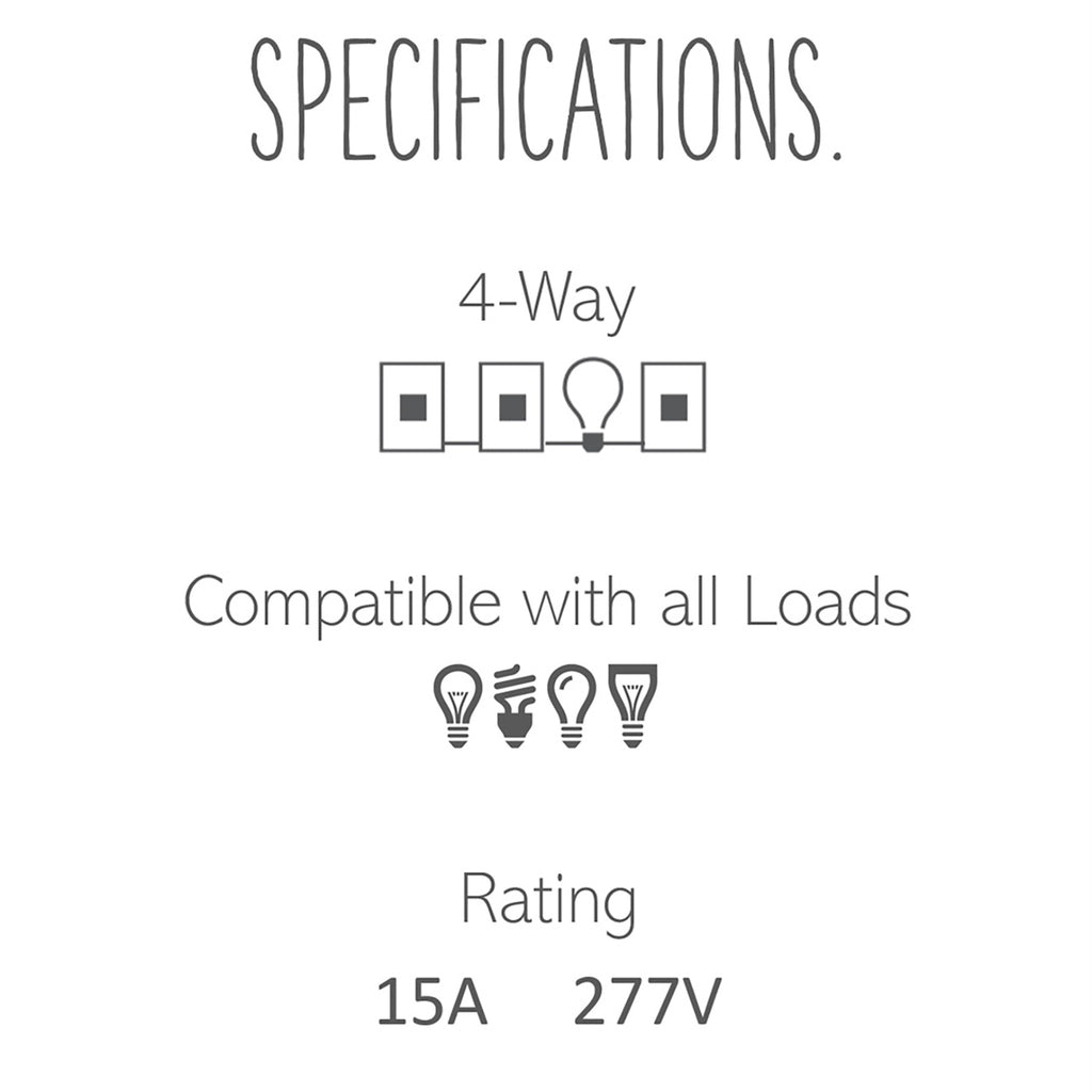 Legrand - ASPD1542G277 - 277V 4-Way Paddle Switch with Microban - adorne - Graphite