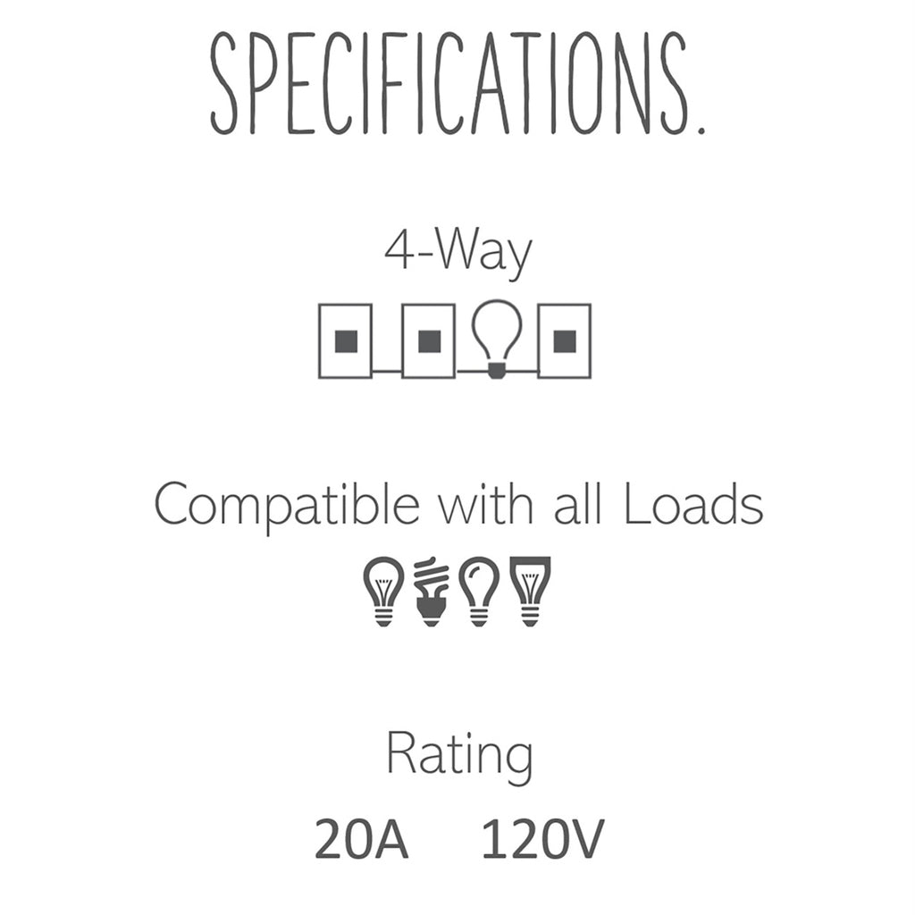 Legrand - ASPD2042G4 - 20A 4-Way Paddle Switch with Microban - adorne - Graphite