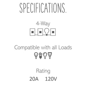 Legrand - ASPD2042G4 - 20A 4-Way Paddle Switch with Microban - adorne - Graphite