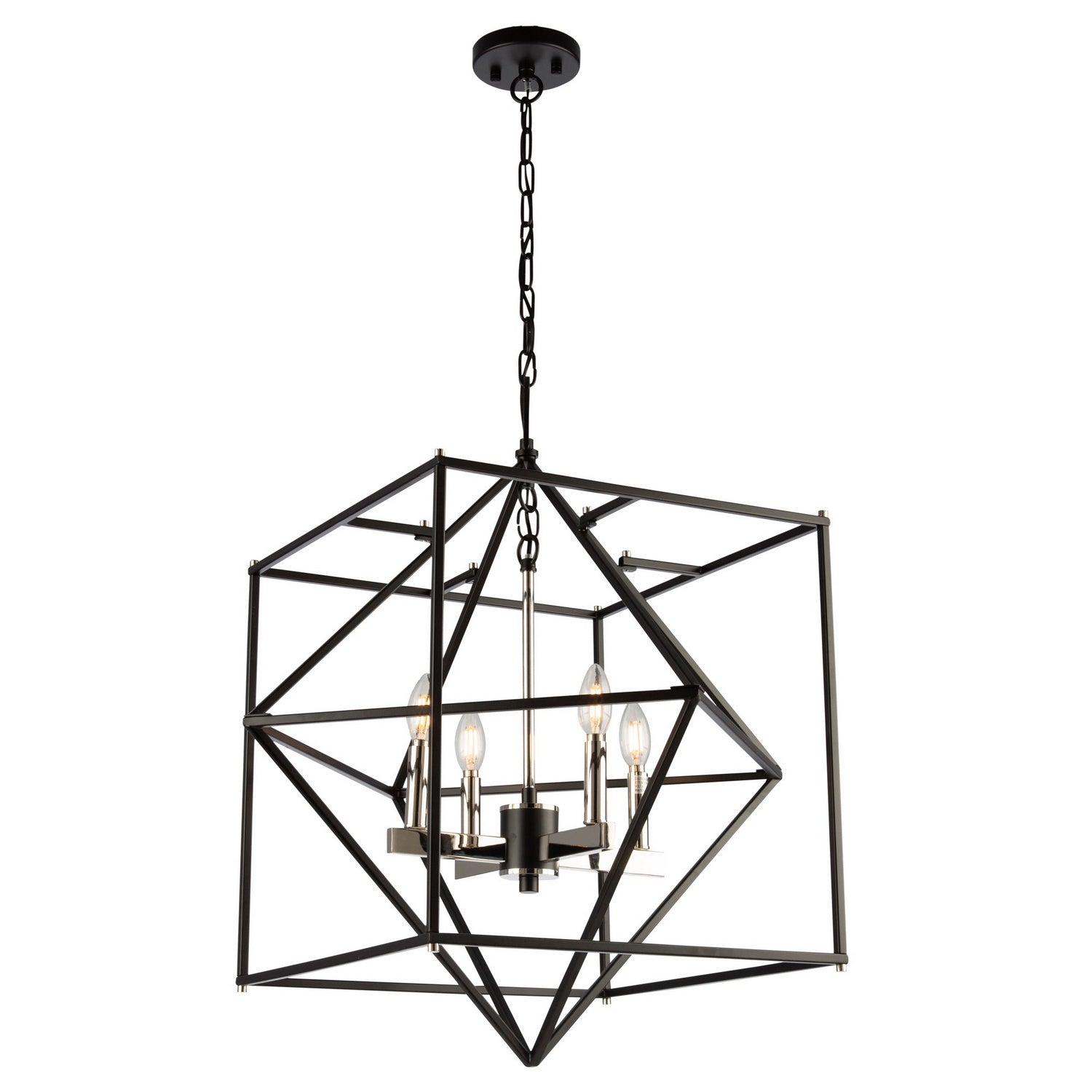 Artcraft - AC11204PN - Four Light Chandelier - Roxton - Matte Black & Polished Nickel