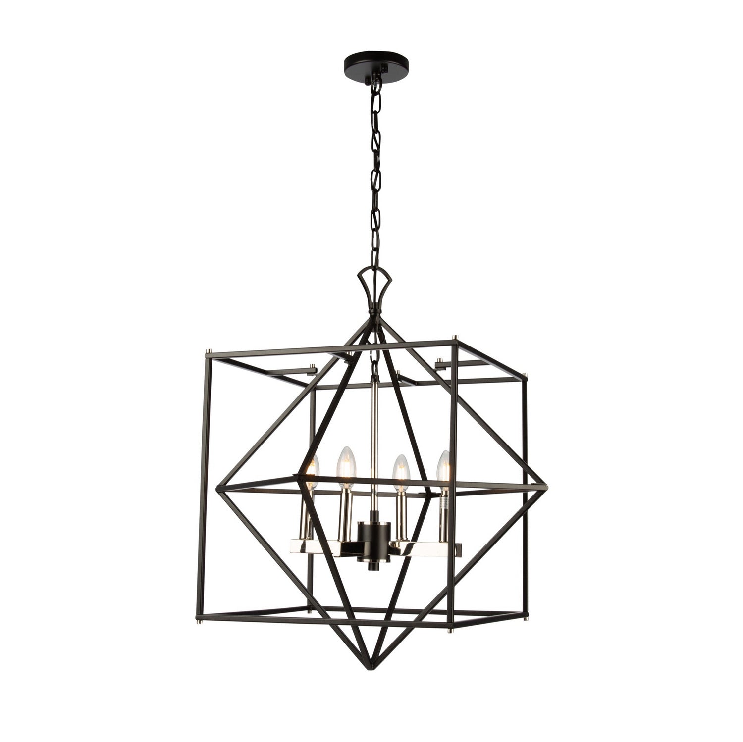 Artcraft - AC11204PN - Four Light Chandelier - Roxton - Matte Black & Polished Nickel