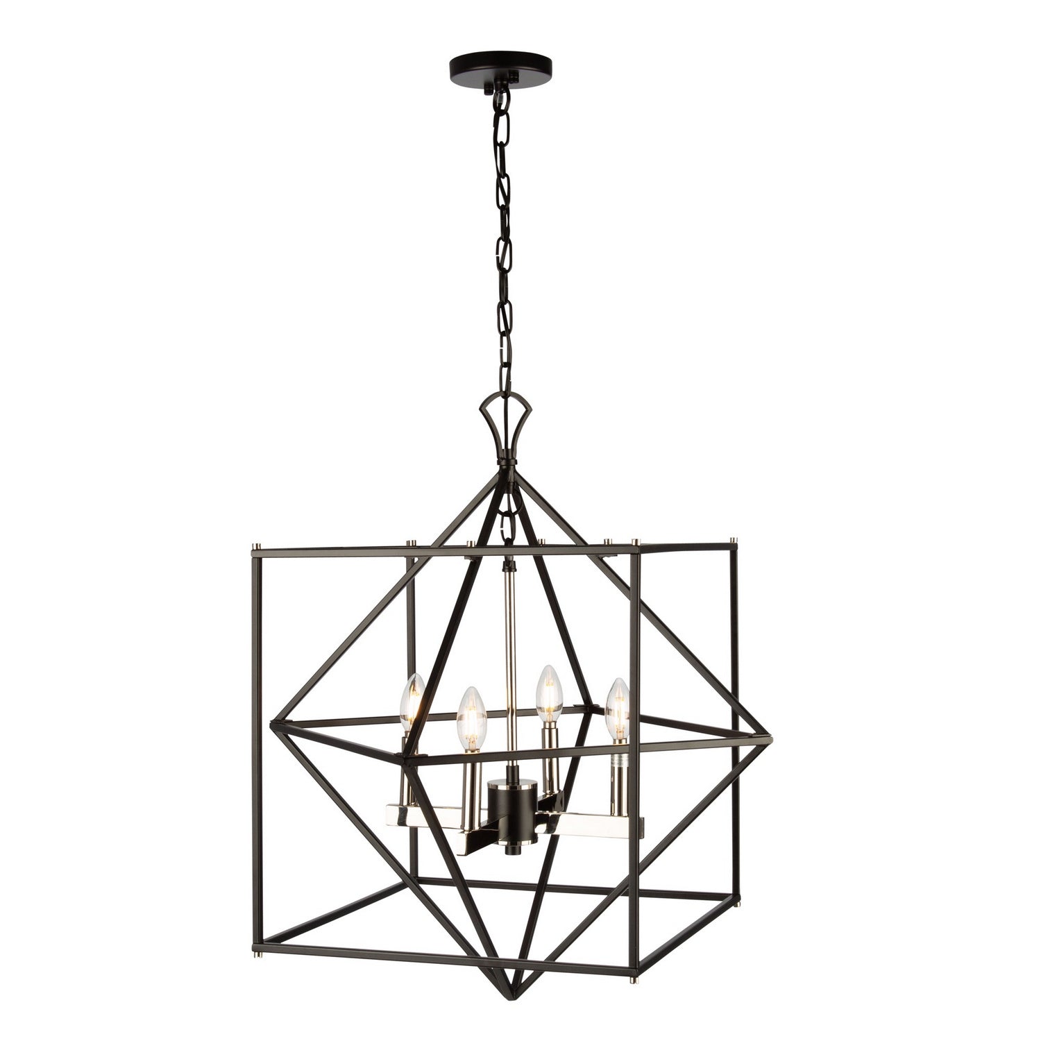 Artcraft - AC11204PN - Four Light Chandelier - Roxton - Matte Black & Polished Nickel