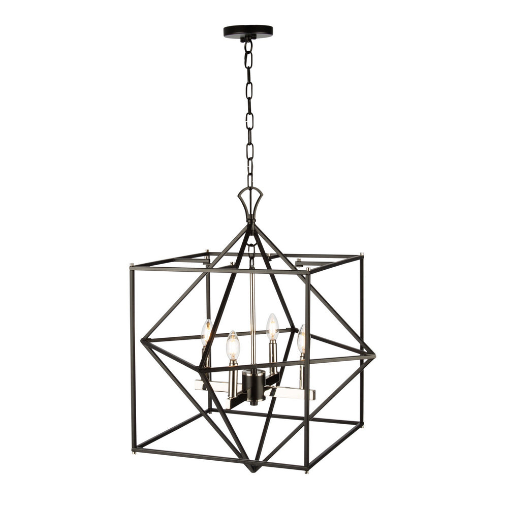 Artcraft - AC11204PN - Four Light Chandelier - Roxton - Matte Black & Polished Nickel