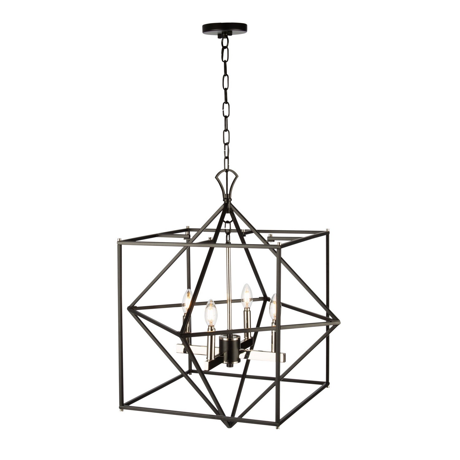 Artcraft - AC11204PN - Four Light Chandelier - Roxton - Matte Black & Polished Nickel