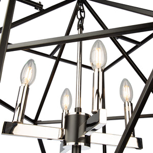 Artcraft - AC11204PN - Four Light Chandelier - Roxton - Matte Black & Polished Nickel