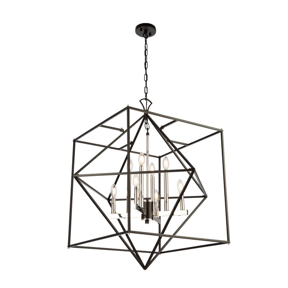 Artcraft - AC11208PN - Eight Light Chandelier - Roxton - Matte Black & Polished Nickel