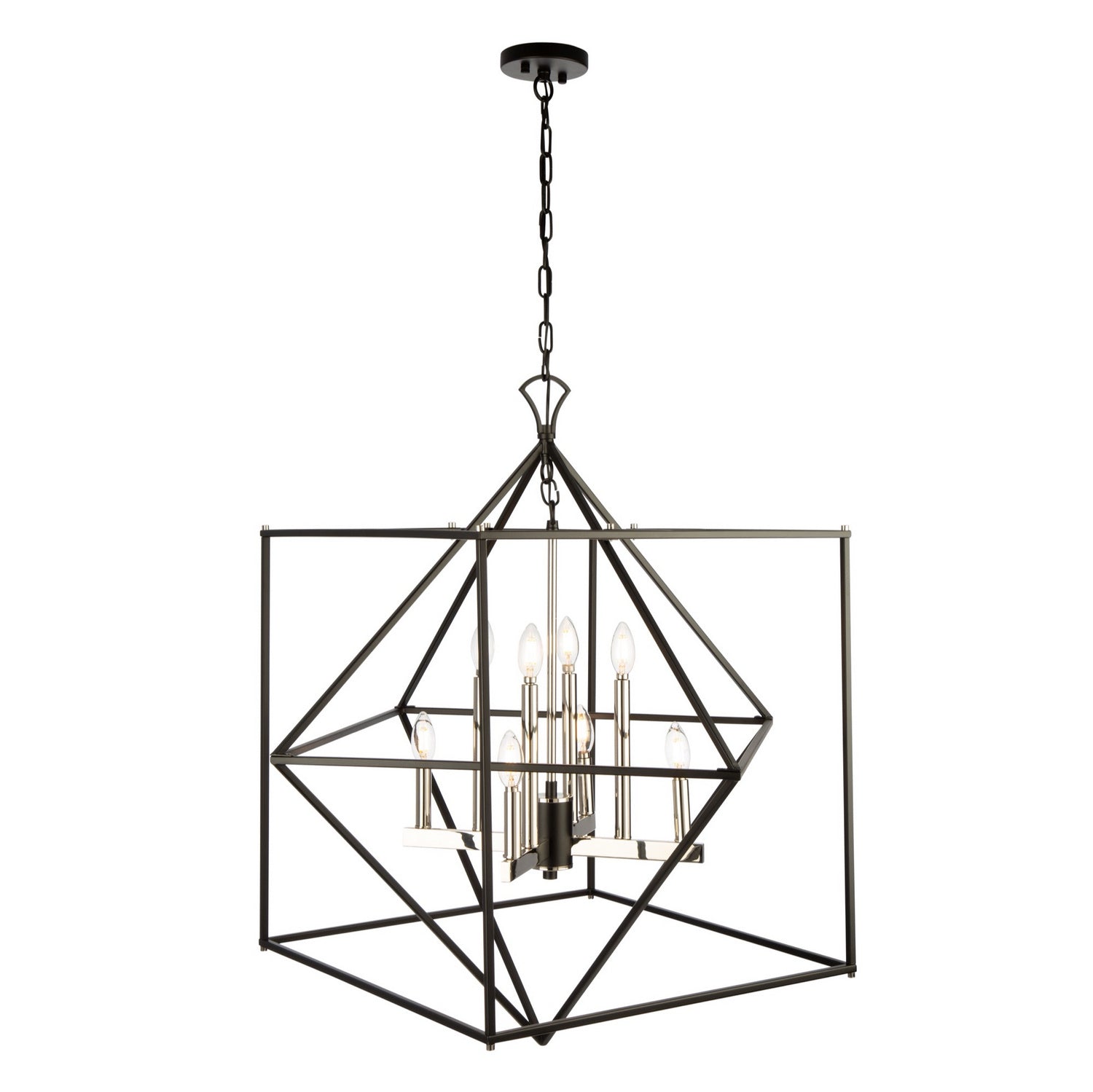 Artcraft - AC11208PN - Eight Light Chandelier - Roxton - Matte Black & Polished Nickel