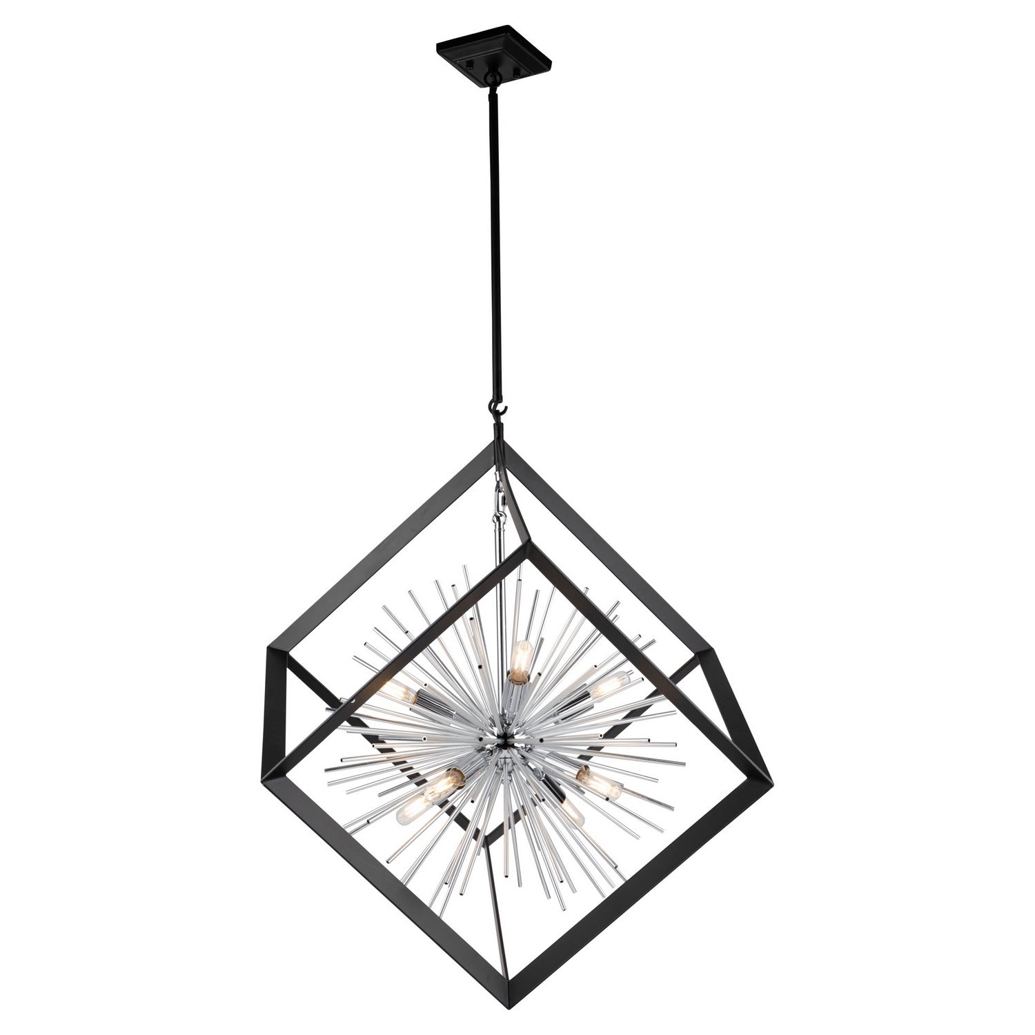 Artcraft - AC11440CH - Eight Light Chandelier - Sunburst - Matte Black & Chrome