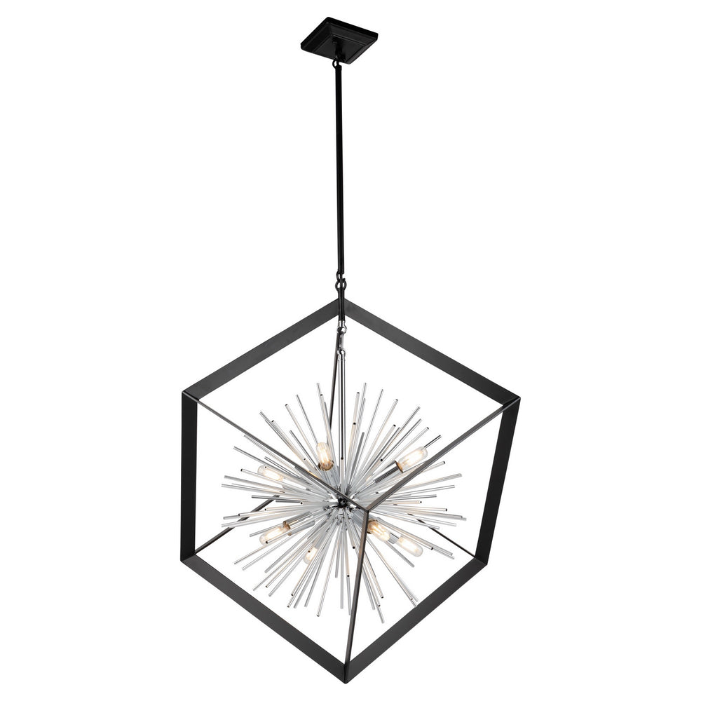 Artcraft - AC11440CH - Eight Light Chandelier - Sunburst - Matte Black & Chrome