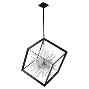 Artcraft - AC11440CH - Eight Light Chandelier - Sunburst - Matte Black & Chrome