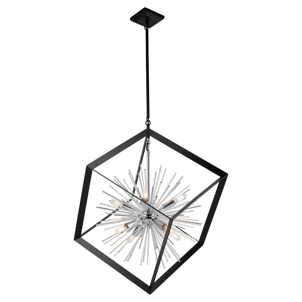 Artcraft - AC11440CH - Eight Light Chandelier - Sunburst - Matte Black & Chrome