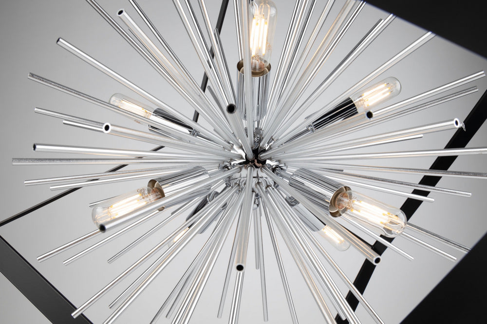 Artcraft - AC11440CH - Eight Light Chandelier - Sunburst - Matte Black & Chrome