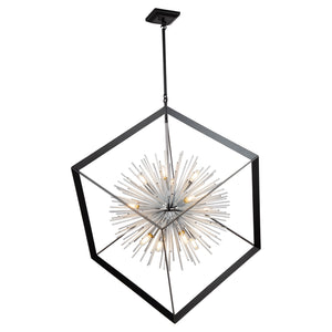 Artcraft - AC11441CH - 12 Light Chandelier - Sunburst - Matte Black & Chrome