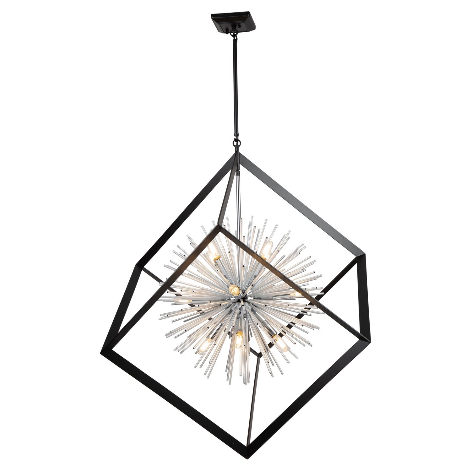 Artcraft - AC11441CH - 12 Light Chandelier - Sunburst - Matte Black & Chrome