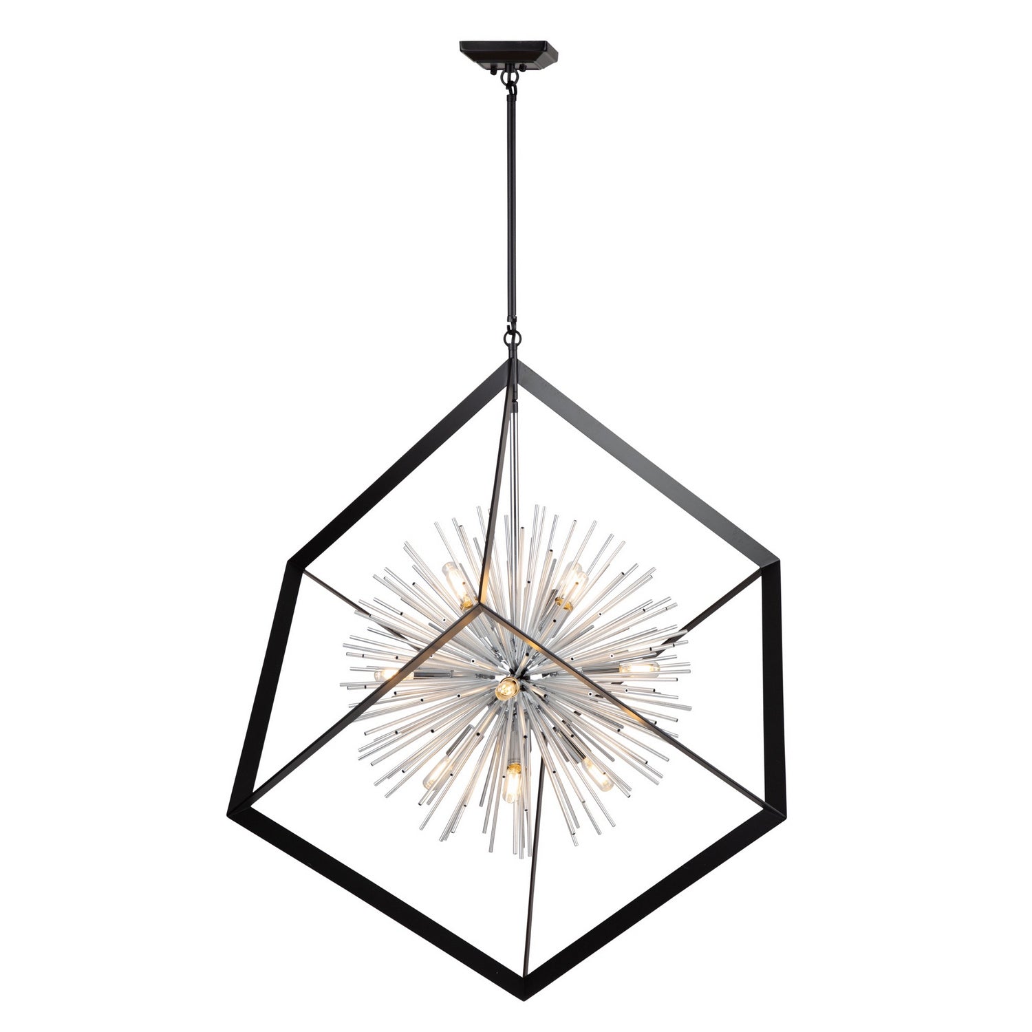 Artcraft - AC11441CH - 12 Light Chandelier - Sunburst - Matte Black & Chrome