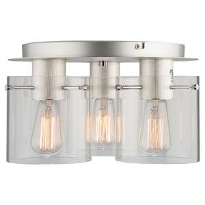 Artcraft - AC11524CL - Three Light Flush Mount - Henley - Brushed Aluminum & Clear Glass