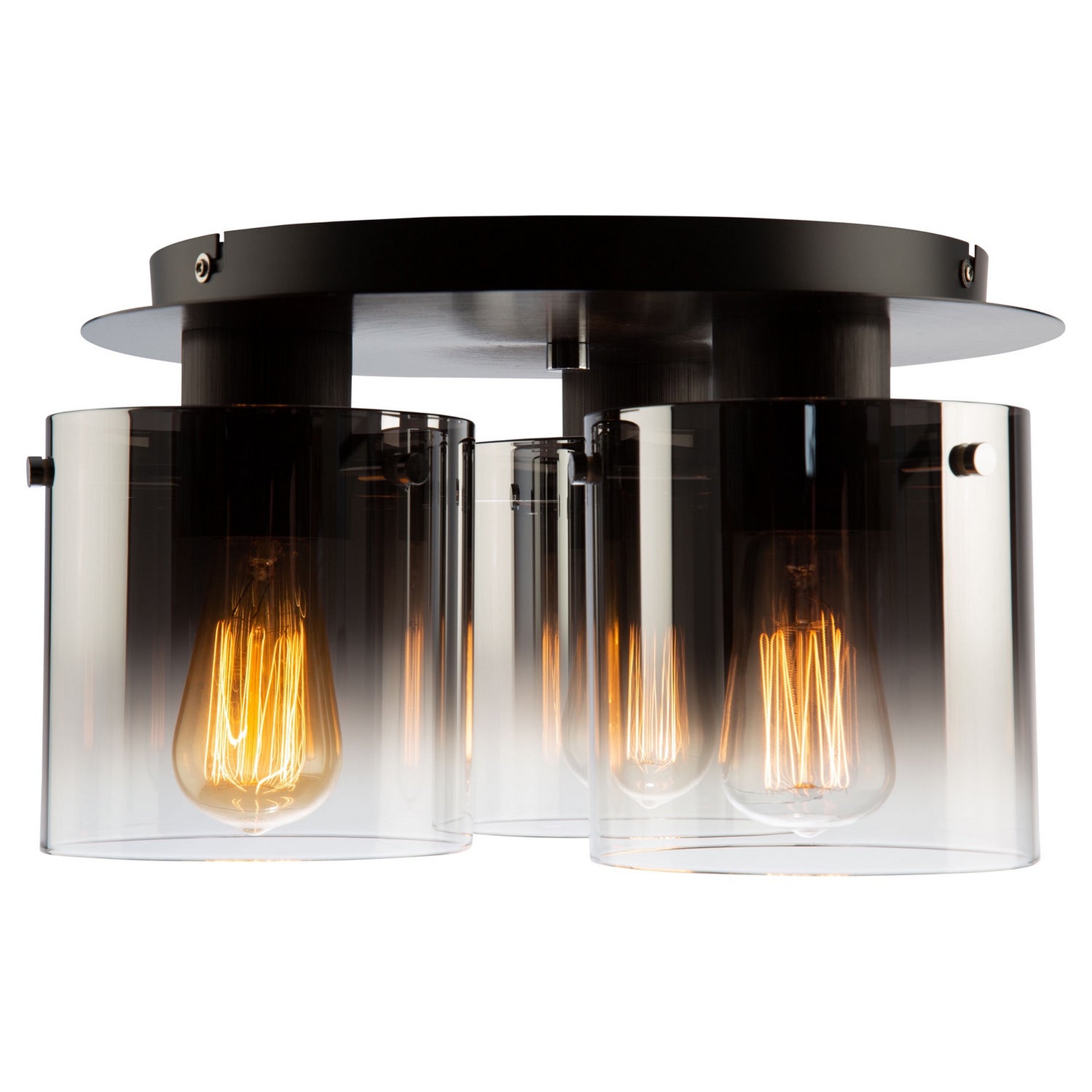 Artcraft - AC11524SM - Three Light Flush Mount - Henley - Satin Black & Smoke Glass