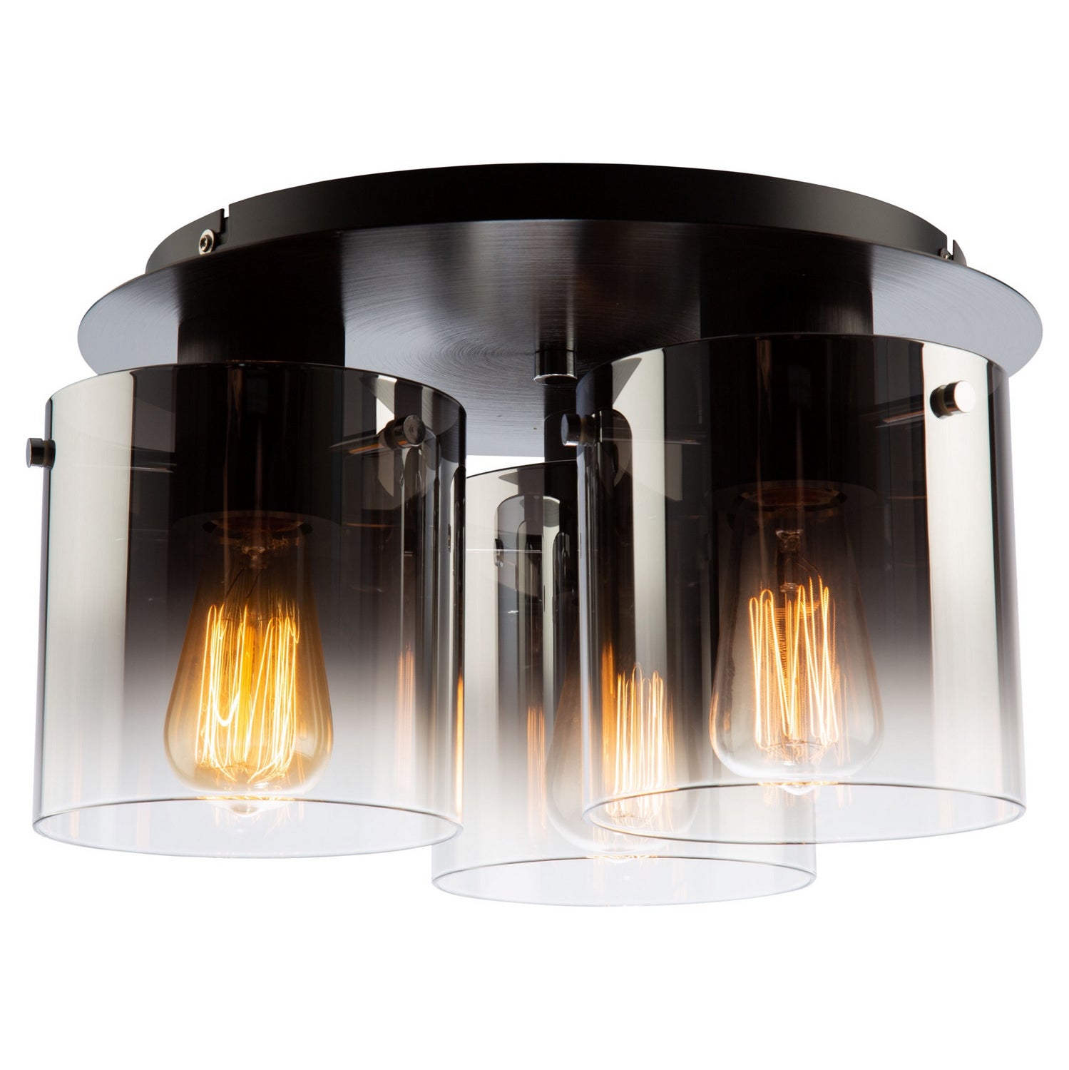 Artcraft - AC11524SM - Three Light Flush Mount - Henley - Satin Black & Smoke Glass