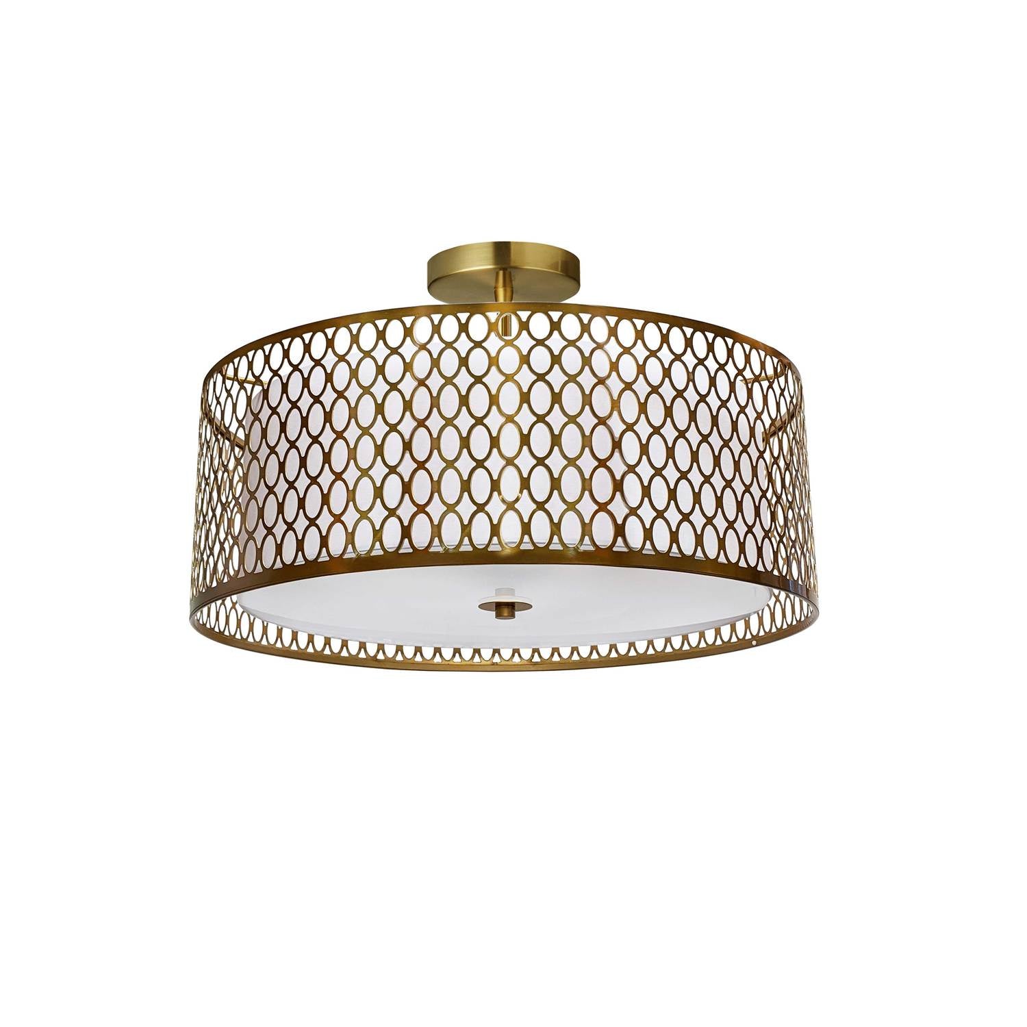 Dainolite Ltd - 1015-16FH-AGB-WH - Three Light Semi-Flush Mount - Kordan - Aged Brass