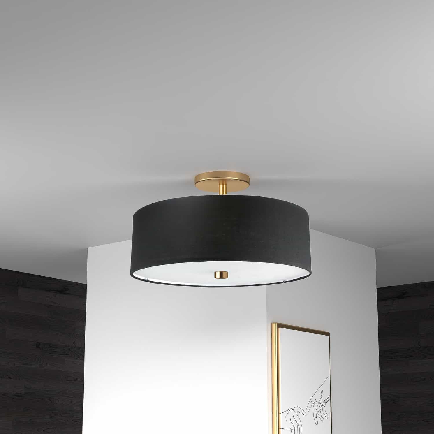 Dainolite Ltd - 571-143SF-AGB-BK - Three Light Semi-Flush Mount - Everly - Black