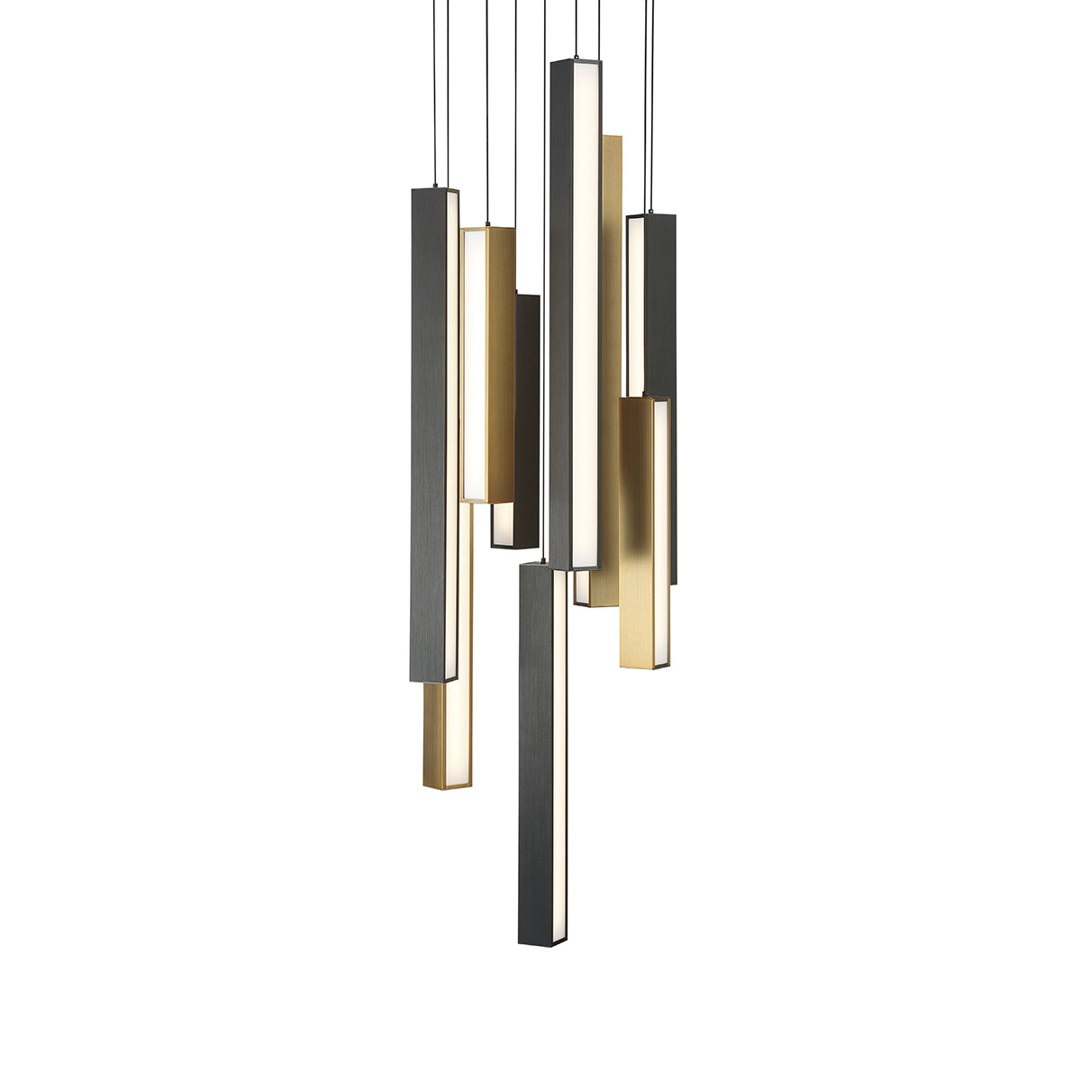 Modern Forms - PD-64809R-BK/AB-BK - LED Pendant - Chaos - Black/Aged Brass & Black