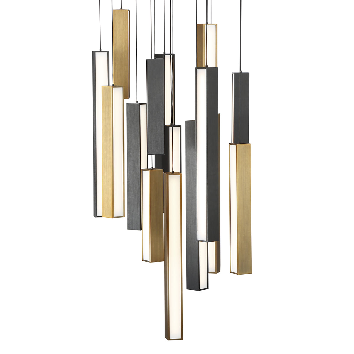 Modern Forms - PD-64815R-BK/AB-BK - LED Pendant - Chaos - Black/Aged Brass & Black