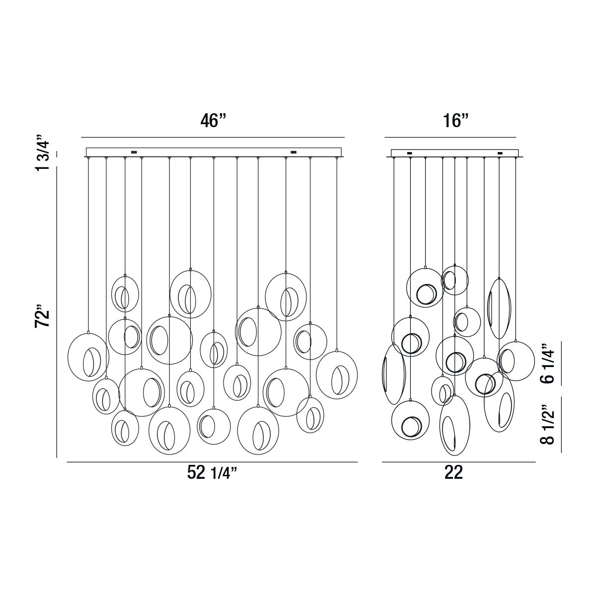 Eurofase - 35912-019 - ARLINGTON-CHD-20LT-52IN-BK-GD - ARLINGTON - Chrome Black