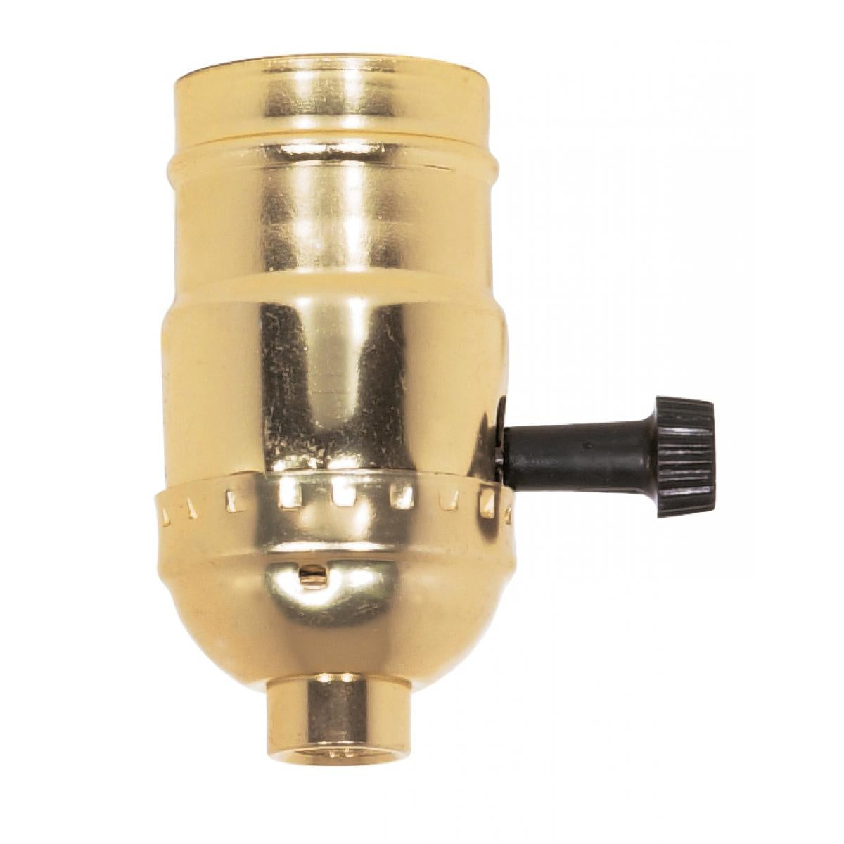 Satco - 80-1002 - 3-Way (2 Circuit) Turn Knob Socket With Removable Knob - Brite Gilt